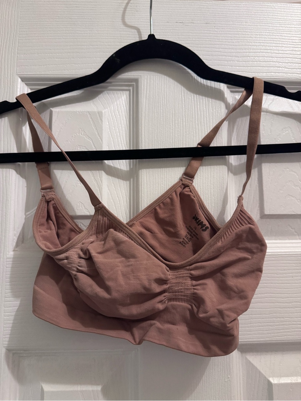 SKIMS Dusty Rose Seamless Ruched Bandeau Bralette